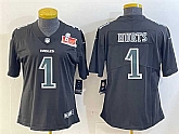 Women's Philadelphia Eagles #1 Jalen Hurts Black 2025 Super Bowl LIX Patch Fashion Vapor Untouchable Limited Stitched Jersey Dzhi,baseball caps,new era cap wholesale,wholesale hats